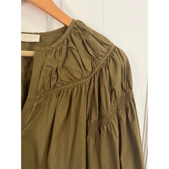 Ulla Johnson Rosa Puff-Sleeve Poplin Mini Dress in Willow Size 6 - Picture 9 of 12